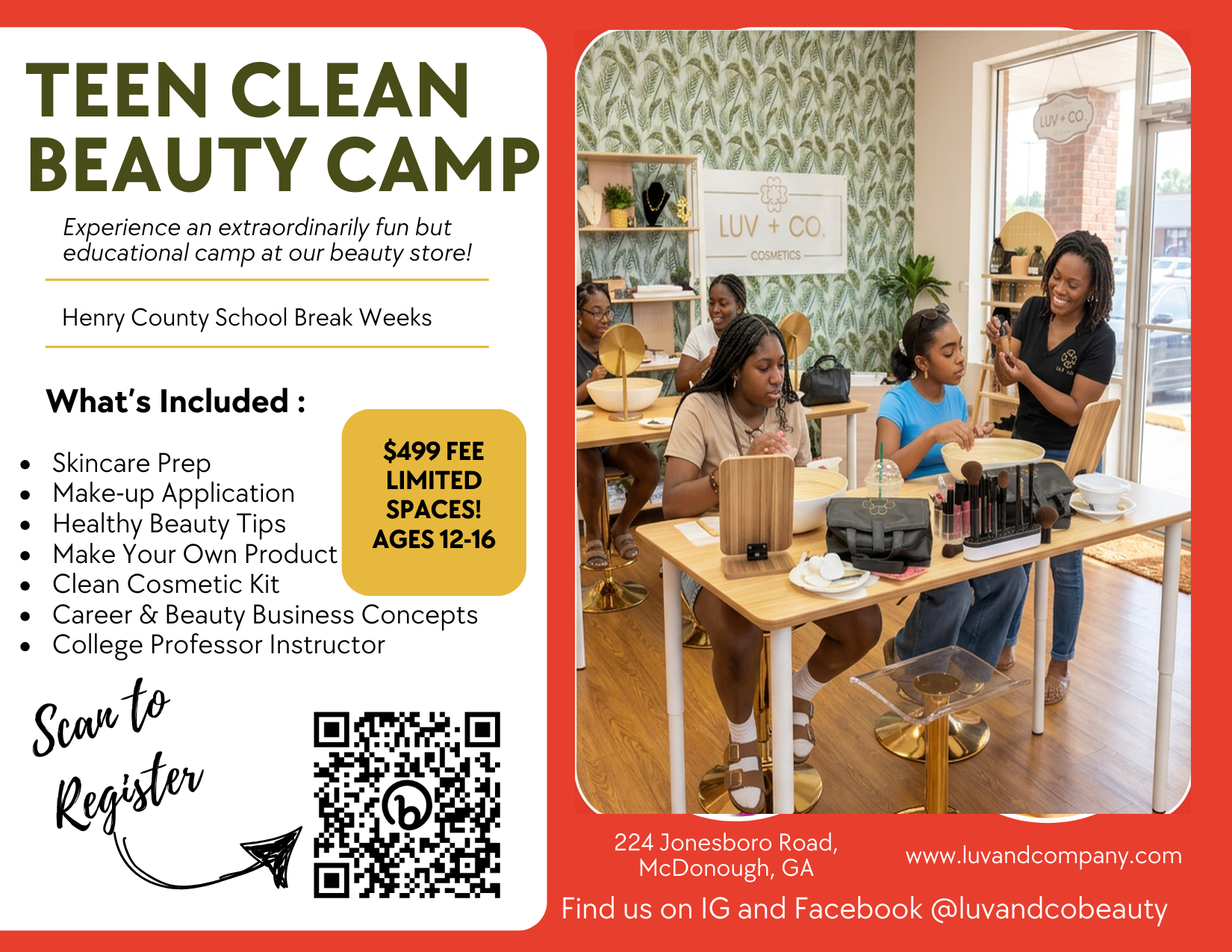 Teen Clean Beauty Camp in McDonough GA